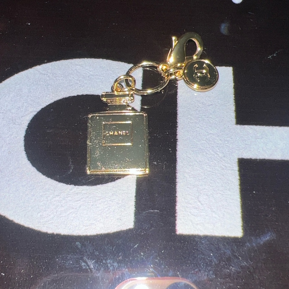 CHANEL Gold Perfume Bottle Keyring